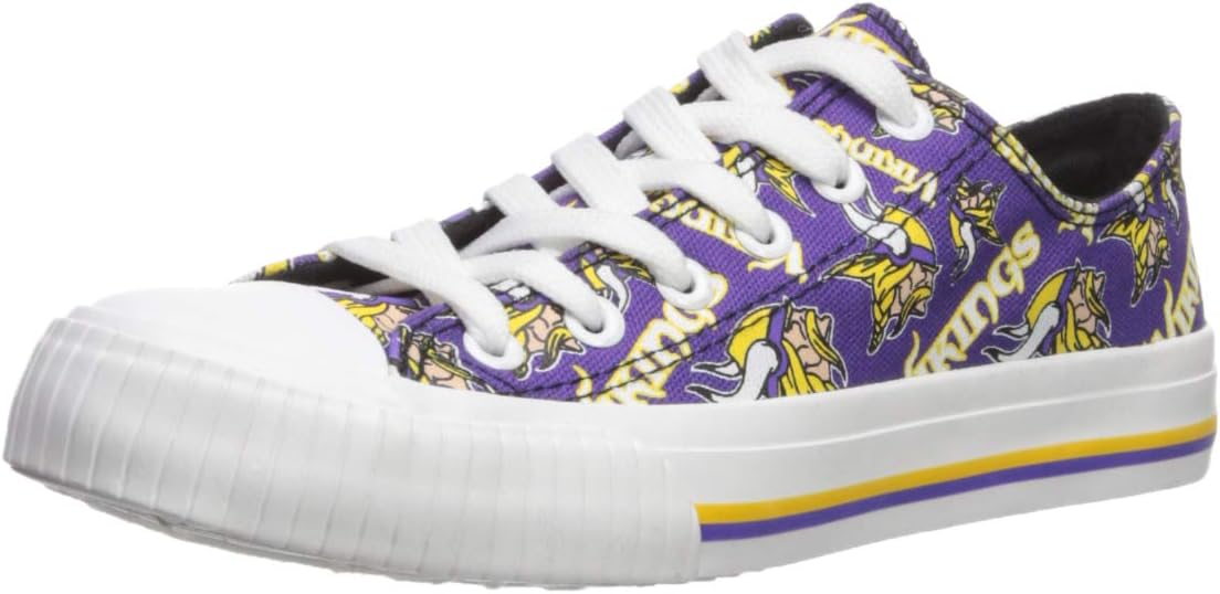 FOCO Womens  Team Logo Ladies Fashion Repeat Print Low Top Canvas Sneakers Shoes