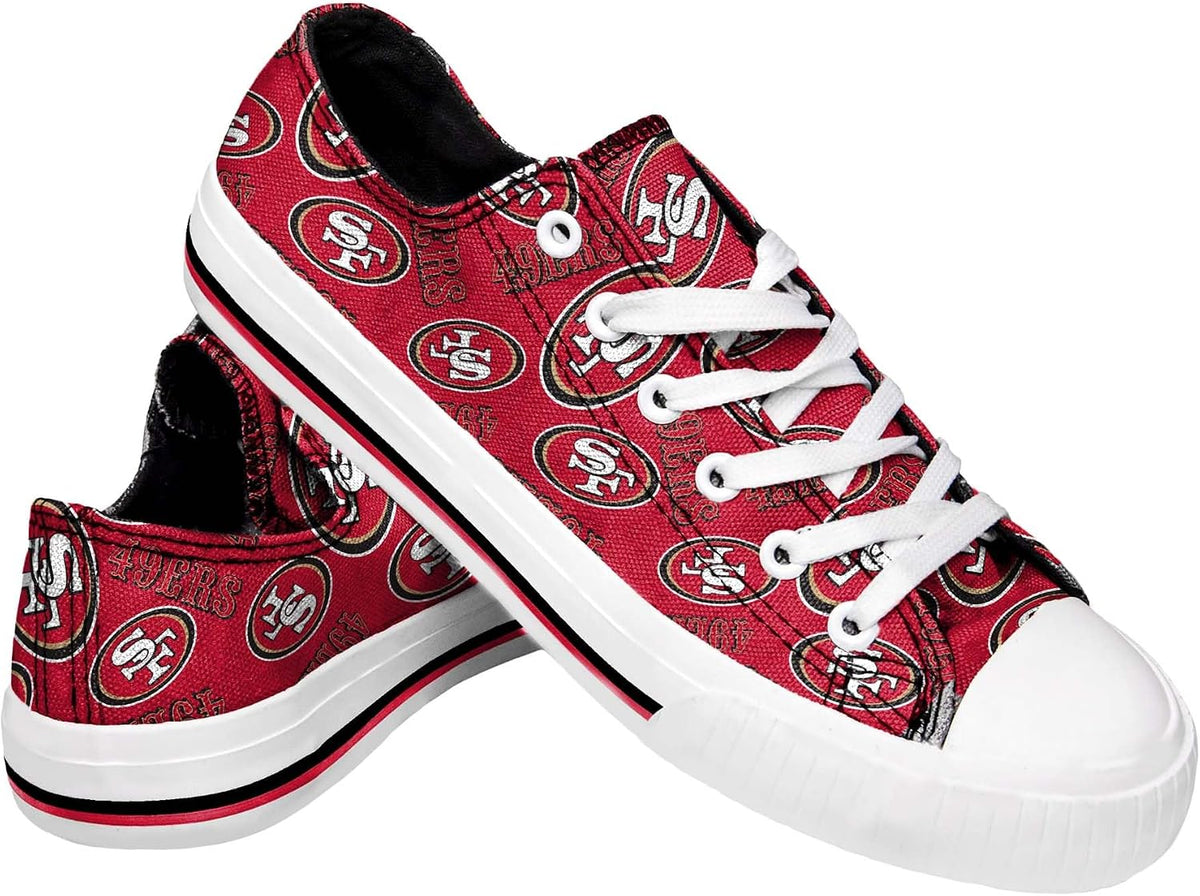 FOCO Womens  Team Logo Ladies Fashion Repeat Print Low Top Canvas Sneakers Shoes