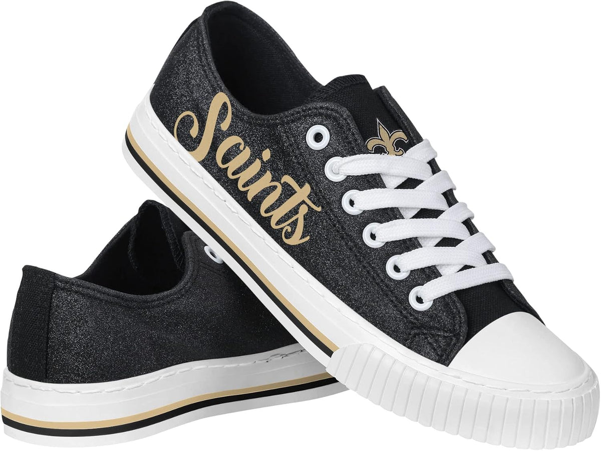 FOCO Womens Team Logo Ladies Fashion Color Glitter Low Top Canvas Sneakers Shoes