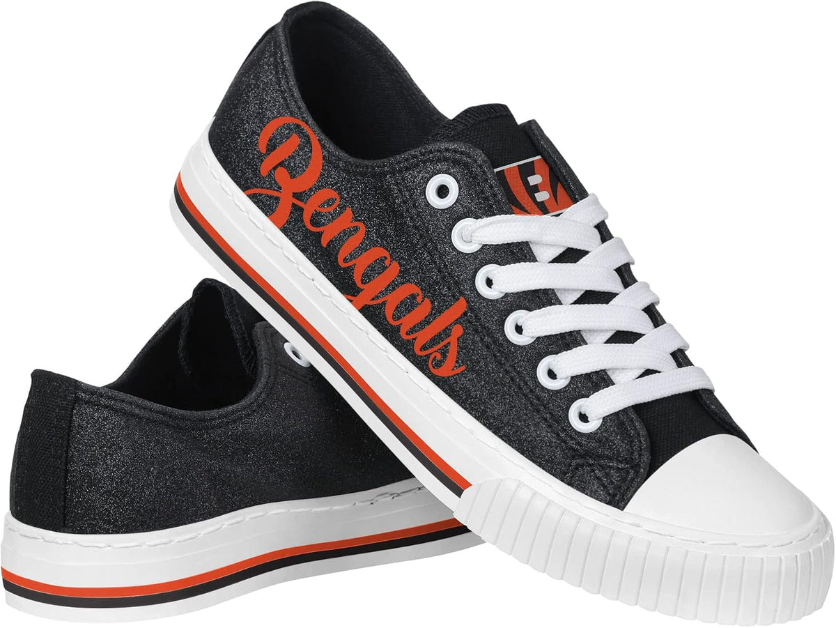 FOCO Womens Team Logo Ladies Fashion Color Glitter Low Top Canvas Sneakers Shoes