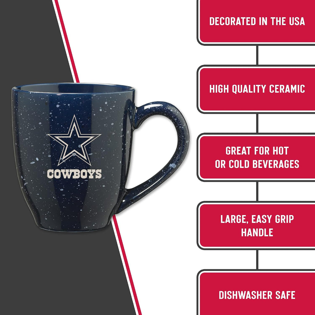 Rico Industries Football 16 oz Team Color Laser Engraved Speckled Ceramic Coffee Mug
