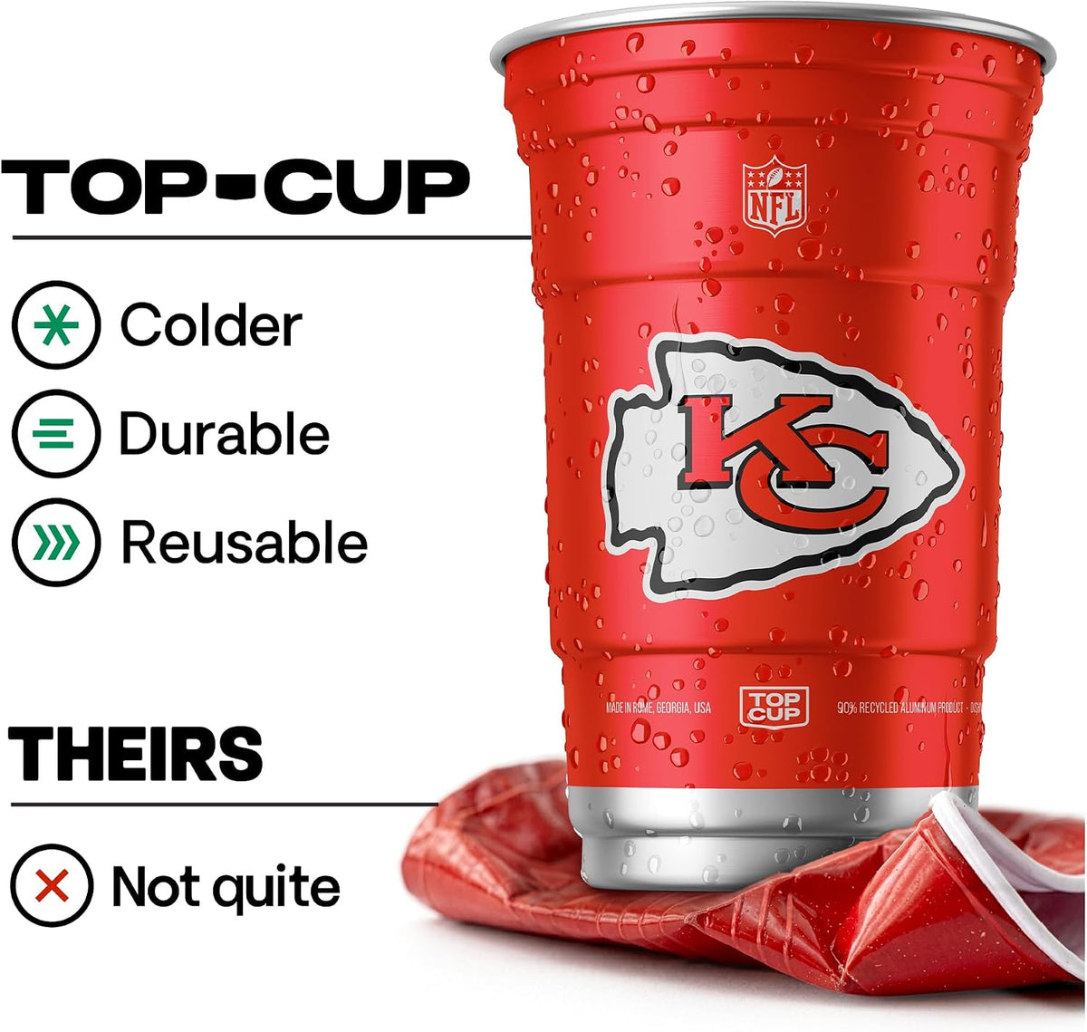 Top Cup Kansas City Chiefs Aluminum Party Cups, 20oz, 20 Count