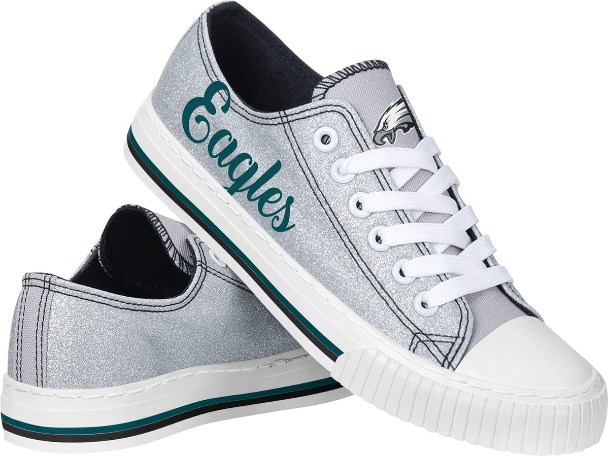 FOCO Womens Team Logo Ladies Fashion Color Glitter Low Top Canvas Sneakers Shoes