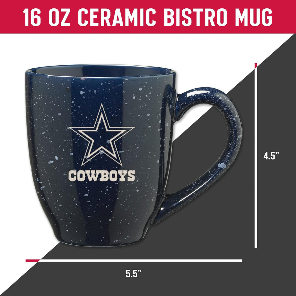 Rico Industries Football 16 oz Team Color Laser Engraved Speckled Ceramic Coffee Mug