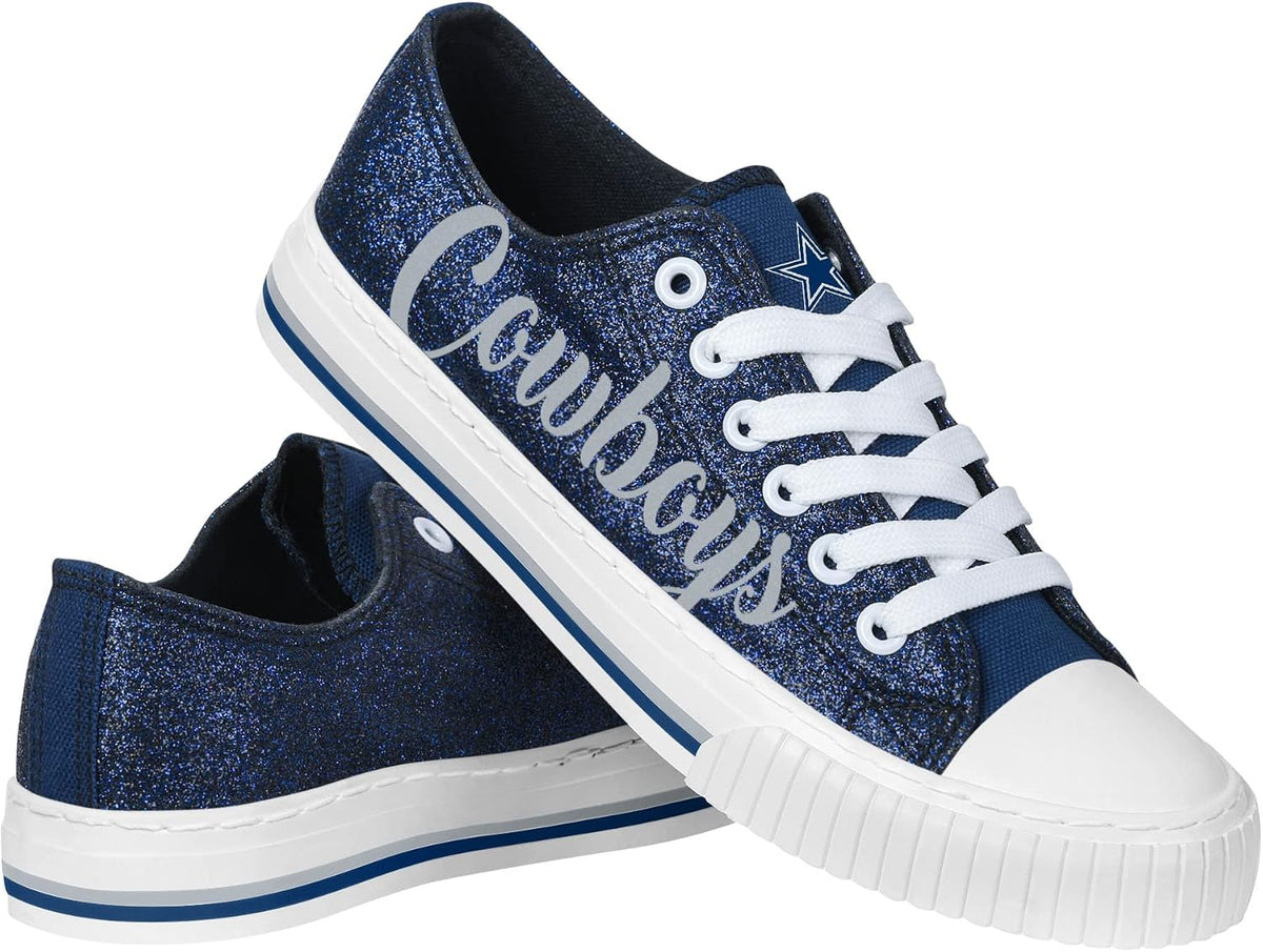 FOCO Womens Team Logo Ladies Fashion Color Glitter Low Top Canvas Sneakers Shoes