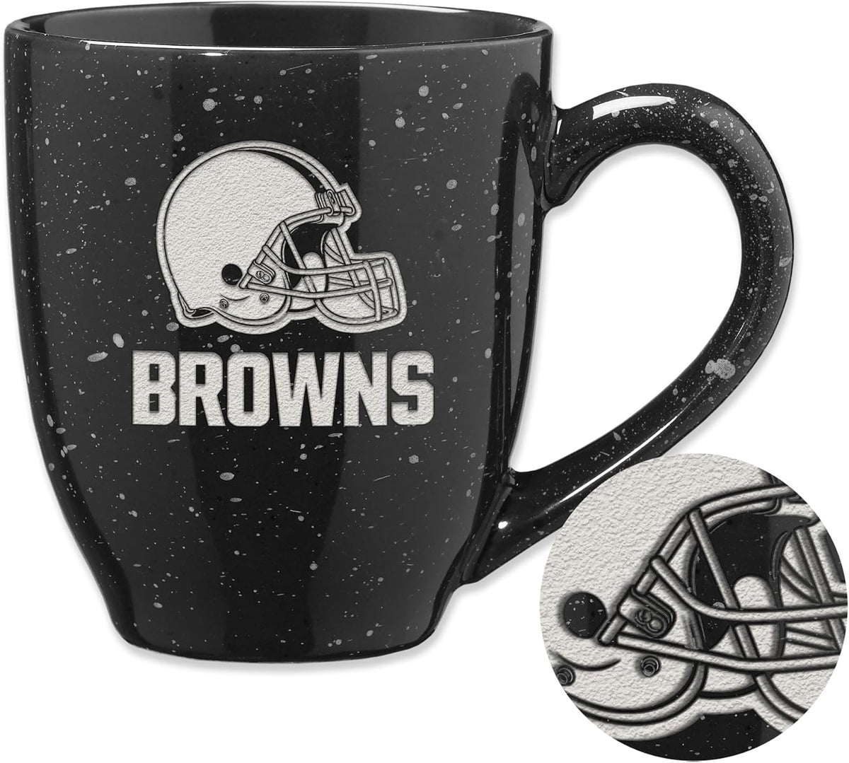 Rico Industries Football 16 oz Team Color Laser Engraved Speckled Ceramic Coffee Mug