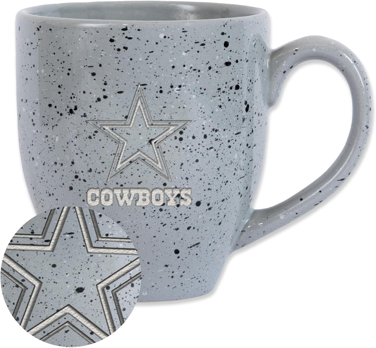 Rico Industries Football 16 oz Team Color Laser Engraved Speckled Ceramic Coffee Mug