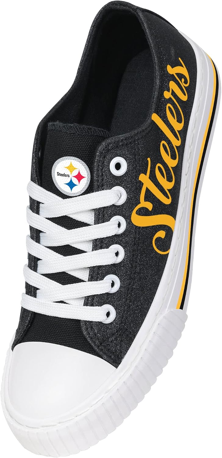 FOCO Womens Team Logo Ladies Fashion Color Glitter Low Top Canvas Sneakers Shoes