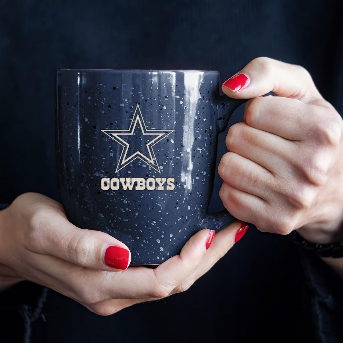 Rico Industries Football 16 oz Team Color Laser Engraved Speckled Ceramic Coffee Mug