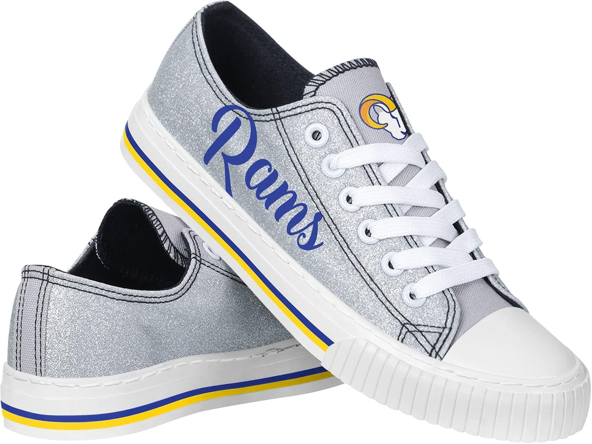 FOCO Womens Team Logo Ladies Fashion Color Glitter Low Top Canvas Sneakers Shoes