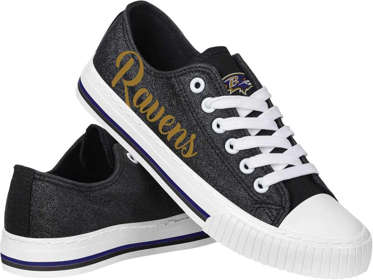 FOCO Womens Team Logo Ladies Fashion Color Glitter Low Top Canvas Sneakers Shoes