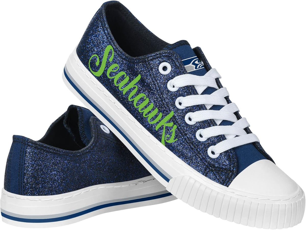 FOCO Womens Team Logo Ladies Fashion Color Glitter Low Top Canvas Sneakers Shoes