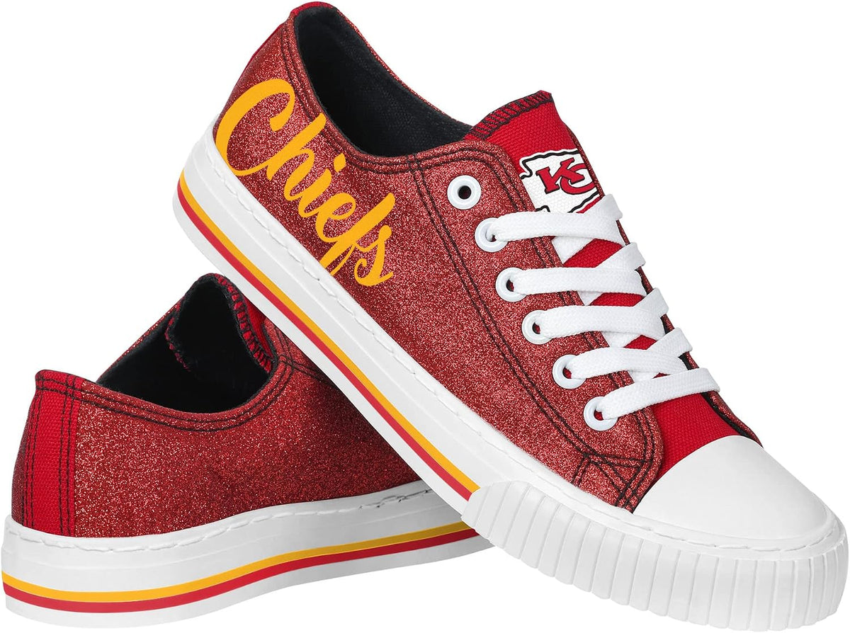 FOCO Womens Team Logo Ladies Fashion Color Glitter Low Top Canvas Sneakers Shoes