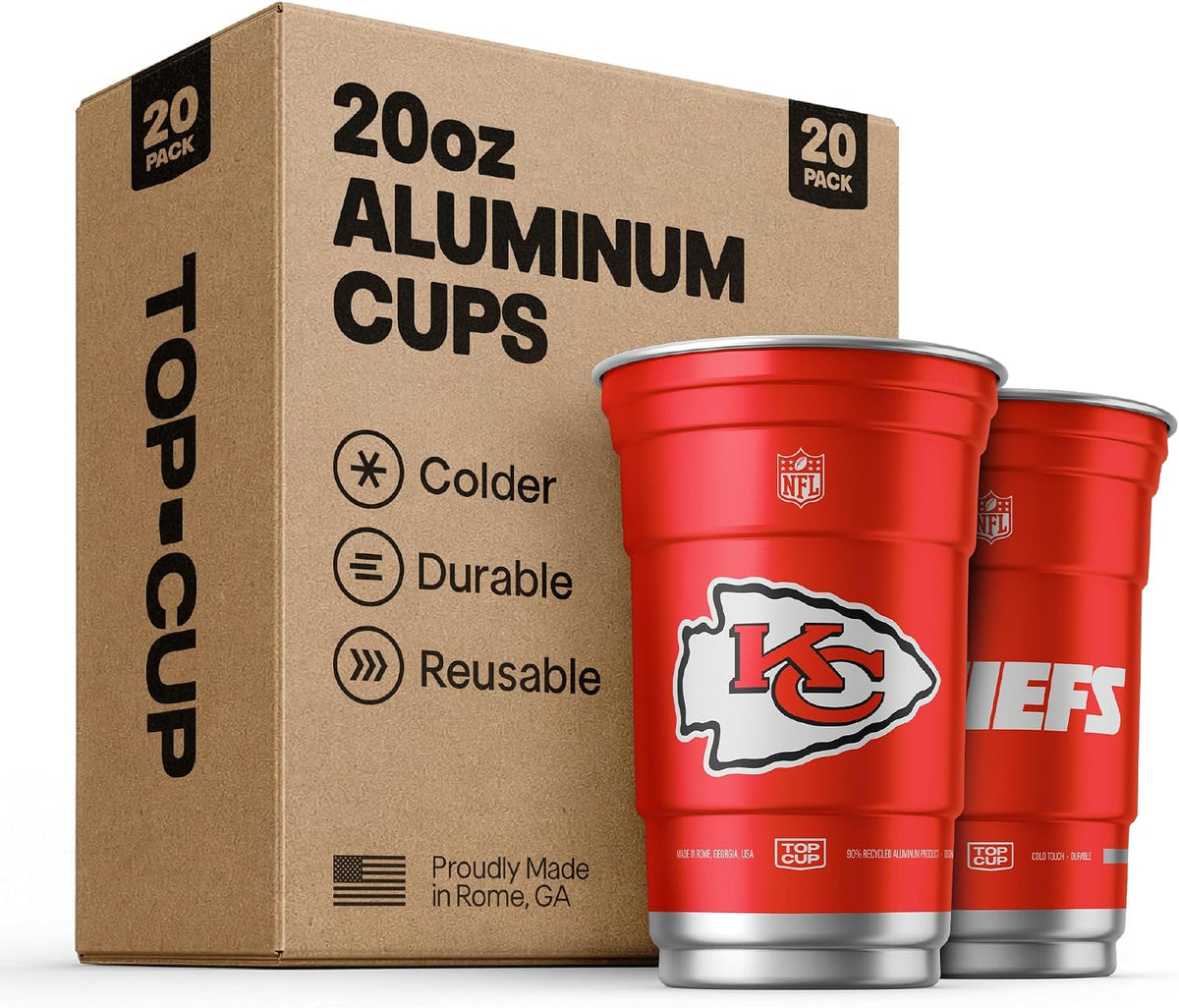 Top Cup Kansas City Chiefs Aluminum Party Cups, 20oz, 20 Count