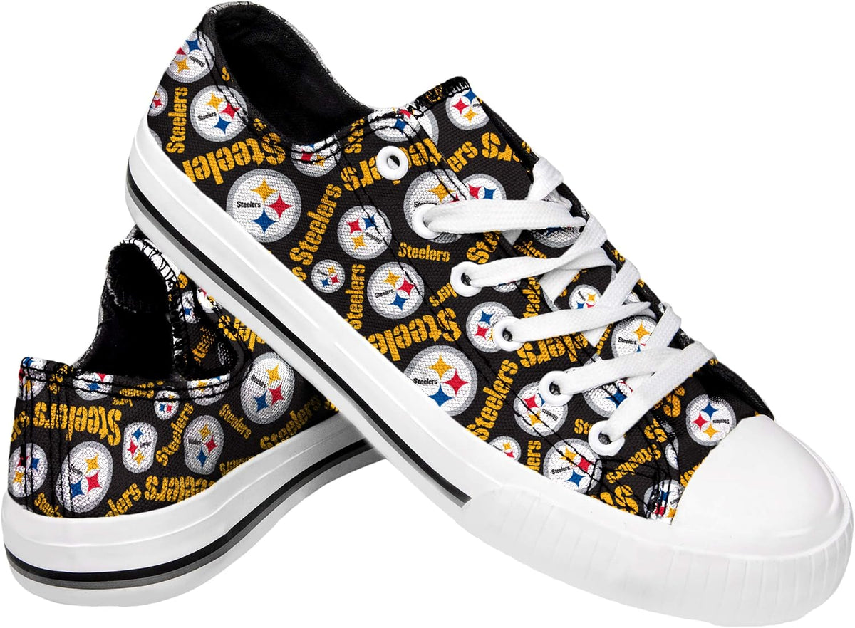 FOCO Womens  Team Logo Ladies Fashion Repeat Print Low Top Canvas Sneakers Shoes