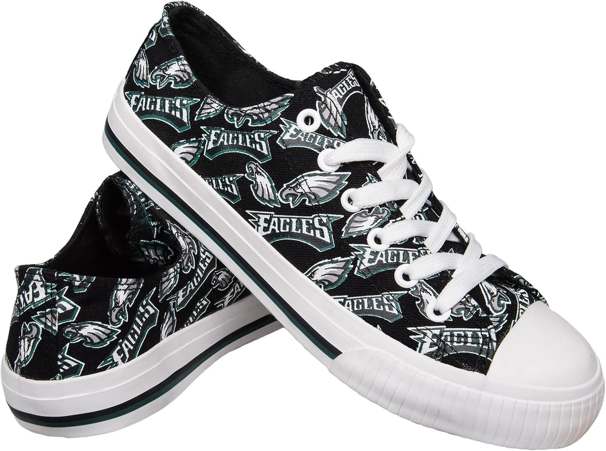 FOCO Womens  Team Logo Ladies Fashion Repeat Print Low Top Canvas Sneakers Shoes