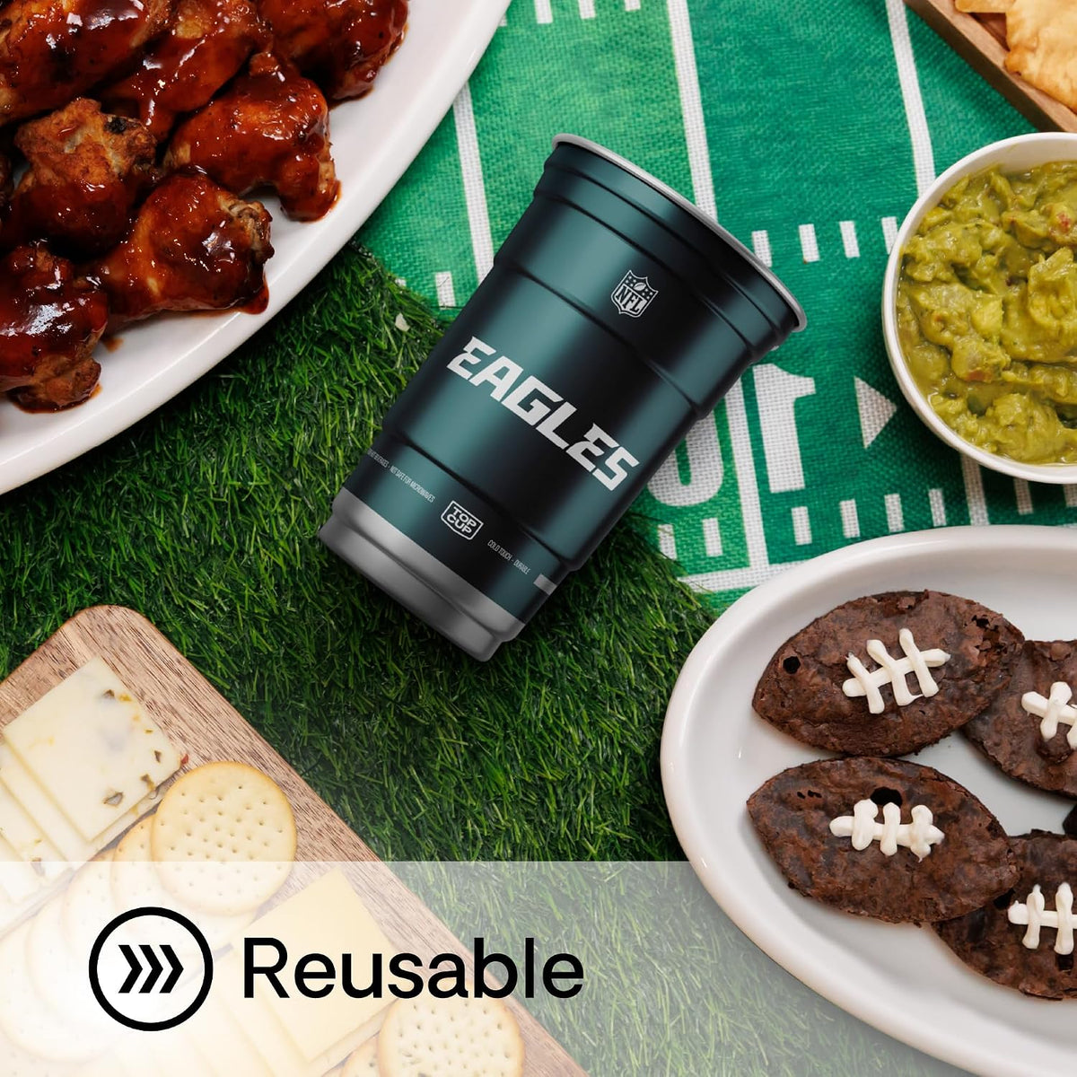 Top Cup Philadelphia Eagles Aluminum Party Cups, 20oz, 20 Count