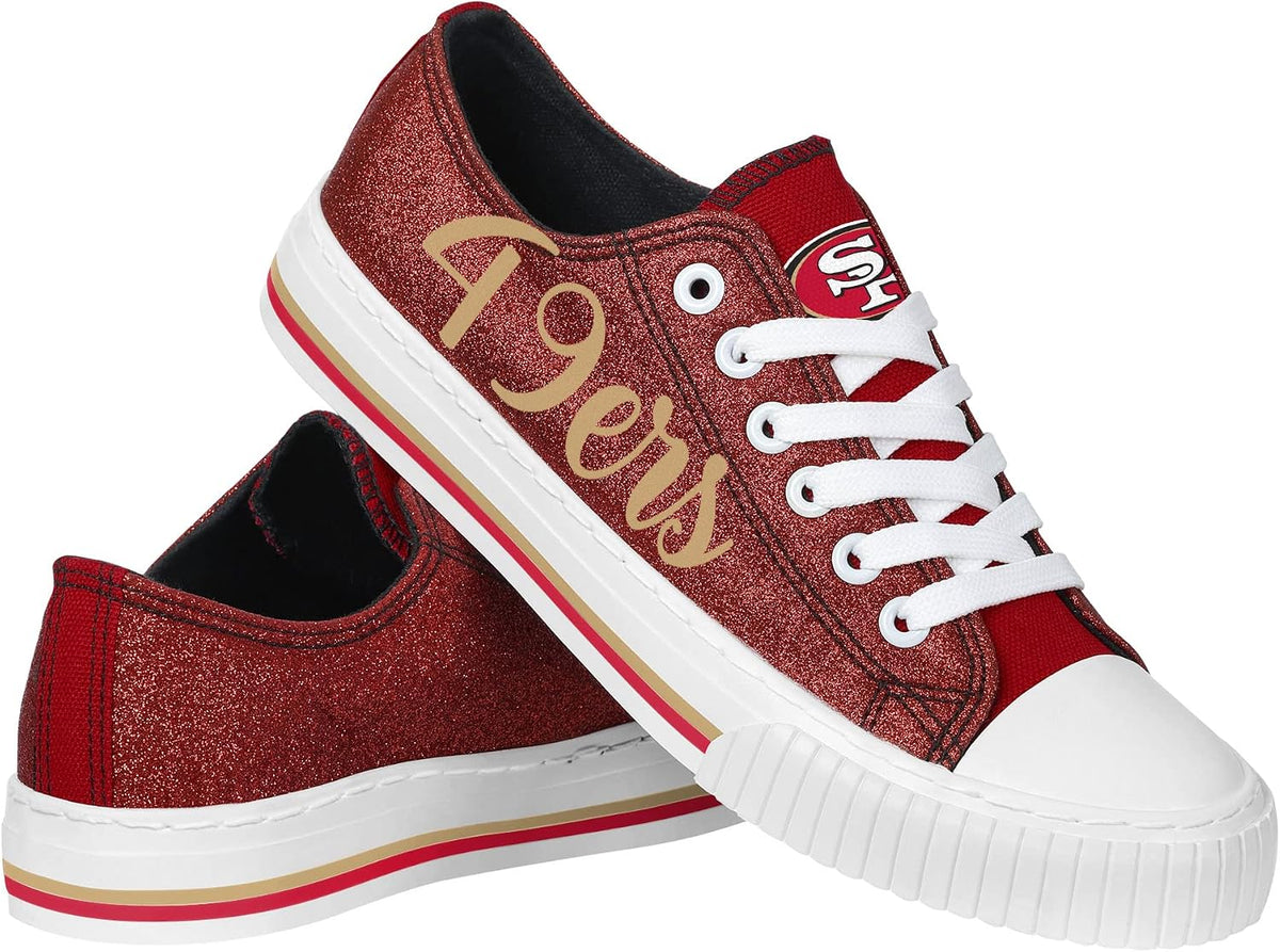 FOCO Womens Team Logo Ladies Fashion Color Glitter Low Top Canvas Sneakers Shoes