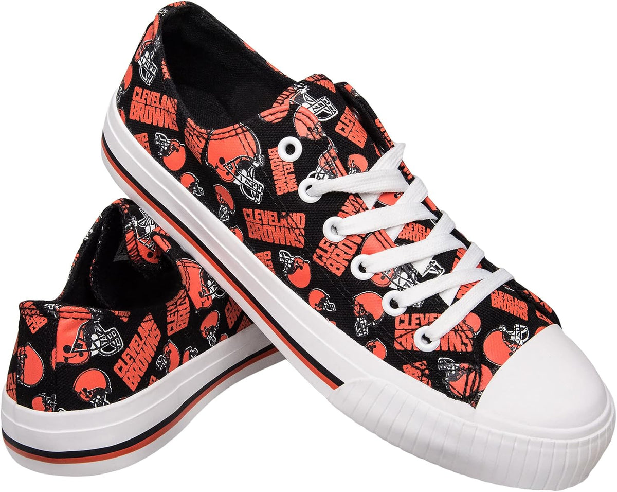 FOCO Womens  Team Logo Ladies Fashion Repeat Print Low Top Canvas Sneakers Shoes