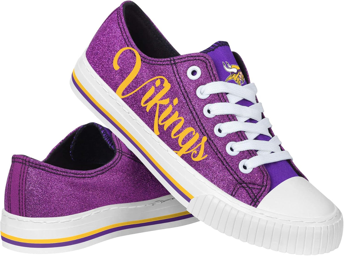 FOCO Womens Team Logo Ladies Fashion Color Glitter Low Top Canvas Sneakers Shoes