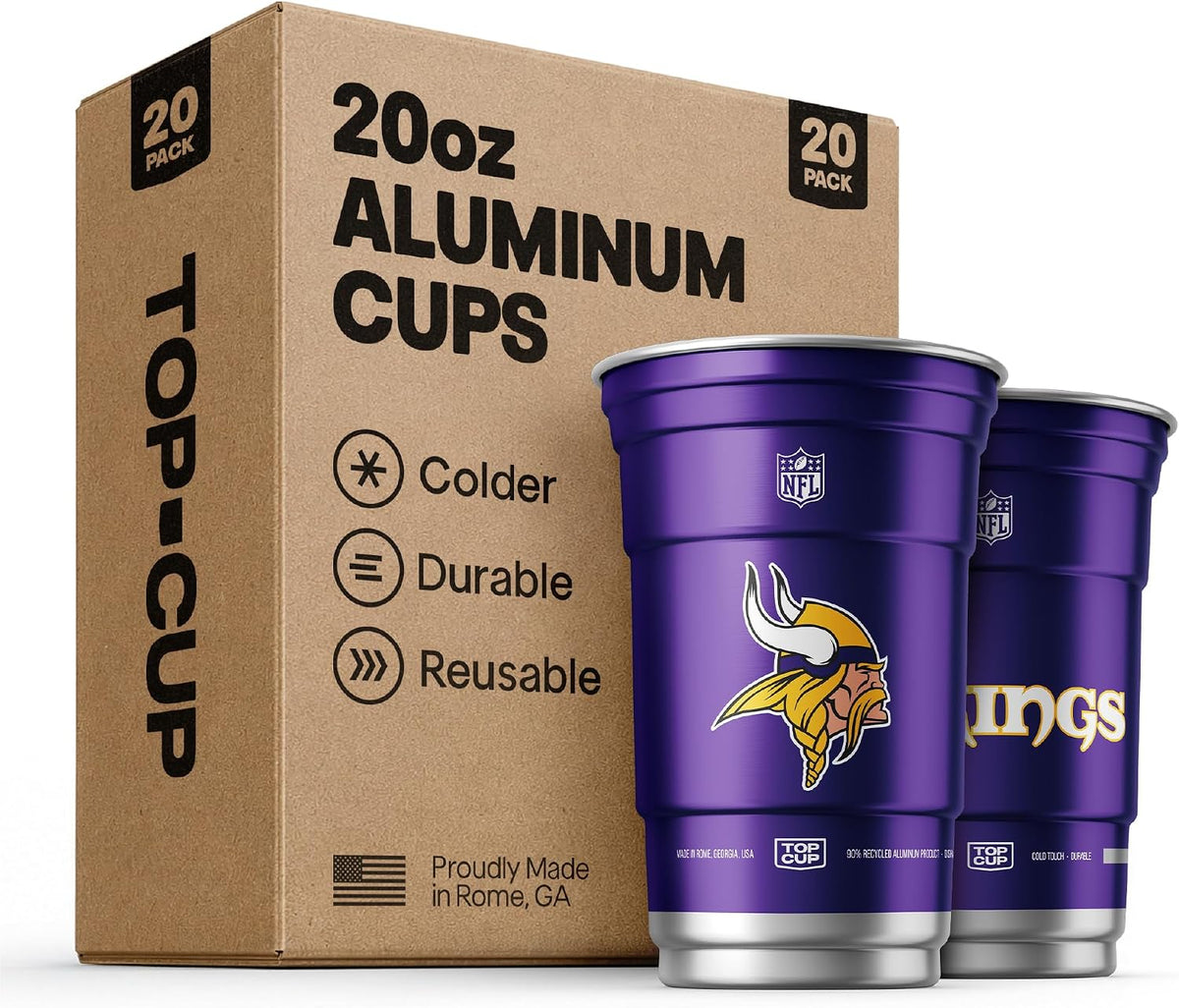 Top Cup Philadelphia Eagles Aluminum Party Cups, 20oz, 20 Count