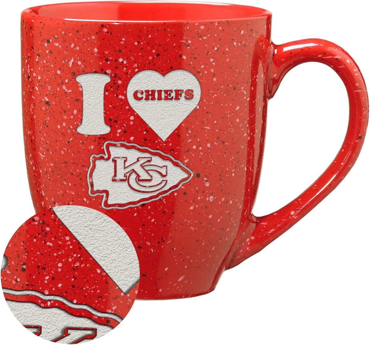 Rico Industries Football 16 oz Team Color Laser Engraved Speckled Ceramic Coffee Mug
