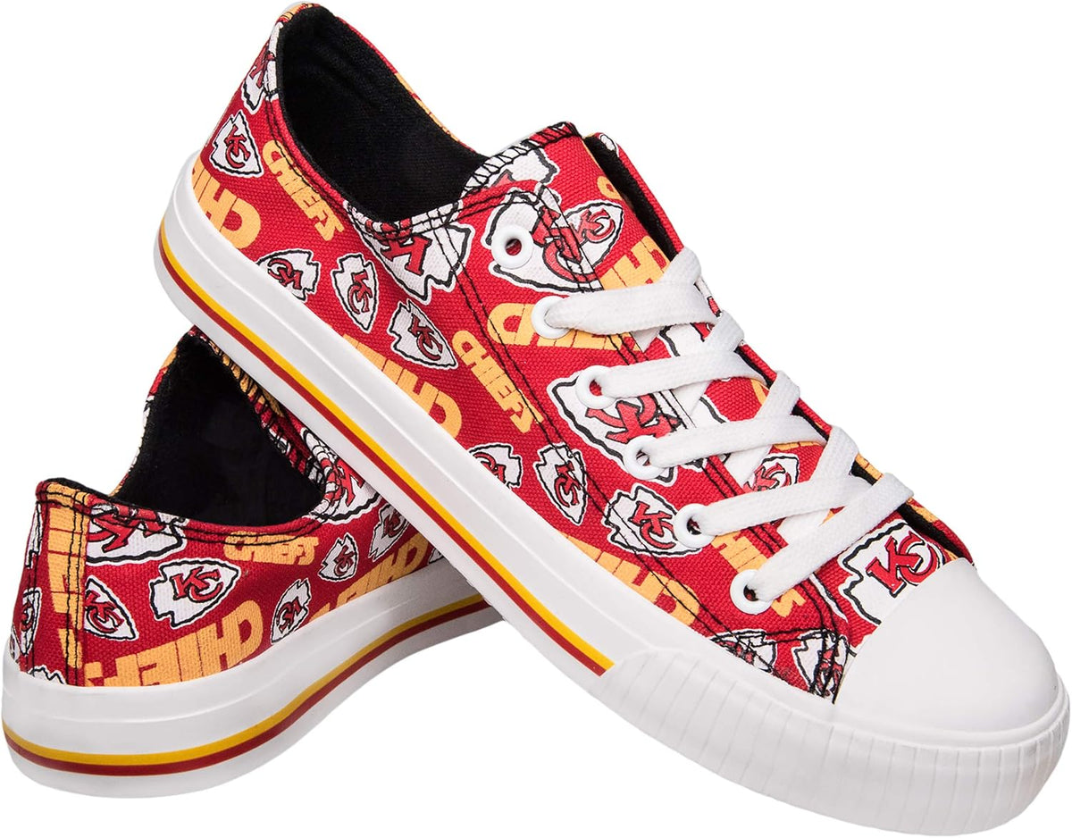 FOCO Womens  Team Logo Ladies Fashion Repeat Print Low Top Canvas Sneakers Shoes