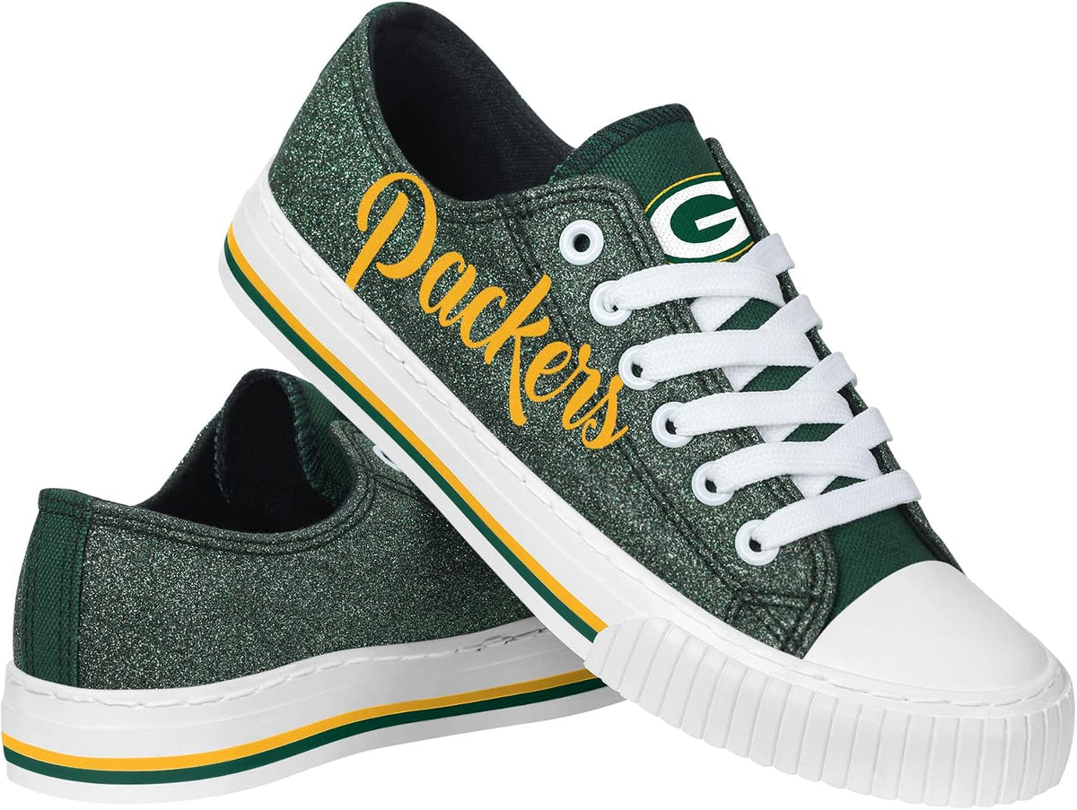 FOCO Womens Team Logo Ladies Fashion Color Glitter Low Top Canvas Sneakers Shoes